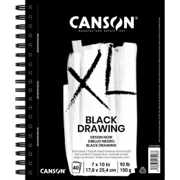 Canson XL Series Drawing Pad, Black, Side Wire Binding, 10 Sheet, 7x10 inch, 1 Count
