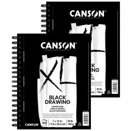 Canson XL Series Drawing Pad, Black, Side Wire Binding, 10 Sheet, 7x10 inch, Pack of 2