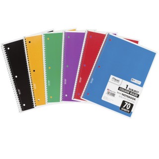Mead® Spiral Notebook, College Ruled, 7.5" x 10.5" 70 Sheets, 1 Subject