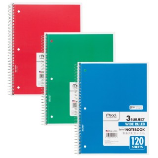 Mead® Spiral 3 Subject Notebook