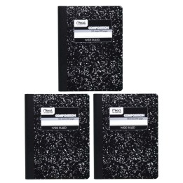 Mead® Composition Book, Wide Ruled, 100 Sheets, 9 3/4" x 7 1/2", Black Marble, Pack of 3
