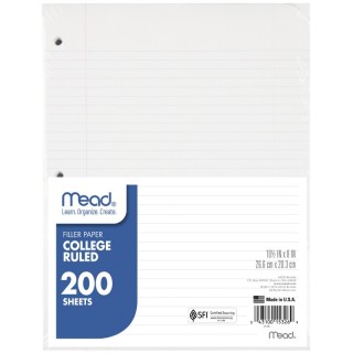 Mead® Notebook Filler Paper, College Ruled, 200 Sheets