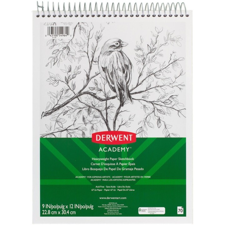 Mead® Derwent Academy™ Wirebound Sketchbook 9" x 12", 70CT