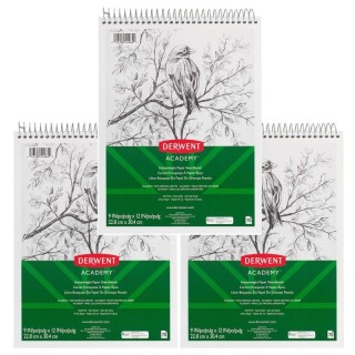 Mead® Derwent Academy™ Wirebound Sketchbook, 9" x 12", 70 Sheets, Pack of 3