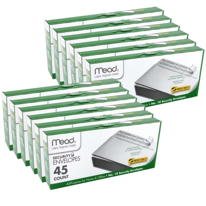Mead® Press-It Seal-It® Security Envelopes, #10, 45 Per Box, 12 Boxes