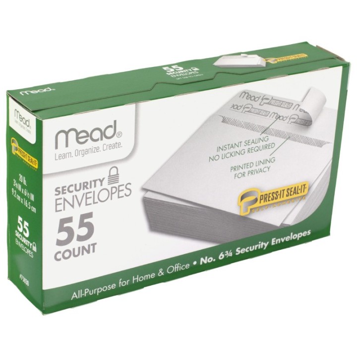 Mead® Press-It Seal-It® Security Envelopes, #6.75, 55 count