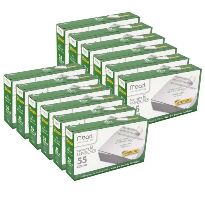 Mead® Press-It Seal-It® Security Envelopes, # 6 3/4, 55 Per Box, 12 Boxes