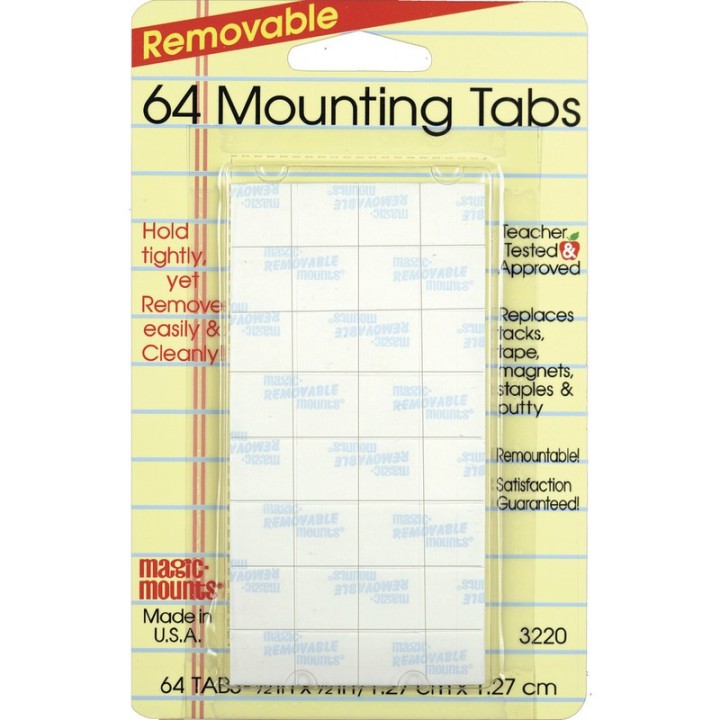 Magic-Mounts® Removable Mounting Tabs, 1/2" x 1/2", Pack of 64