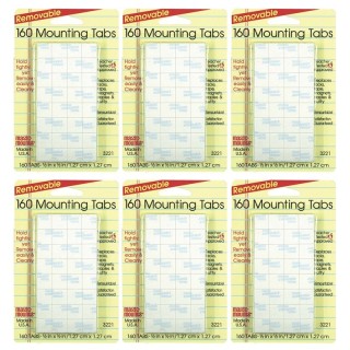 Magic-Mounts® Removable Mounting Tabs, 1/2" x 1/2", 160 Per Pack, 6 Packs