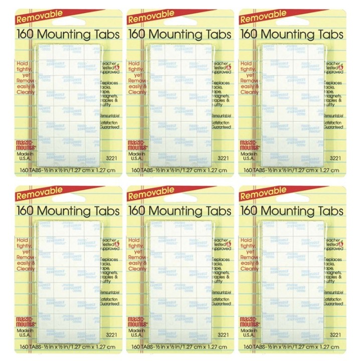 Magic-Mounts® Removable Mounting Tabs, 1/2" x 1/2", 160 Per Pack, 6 Packs