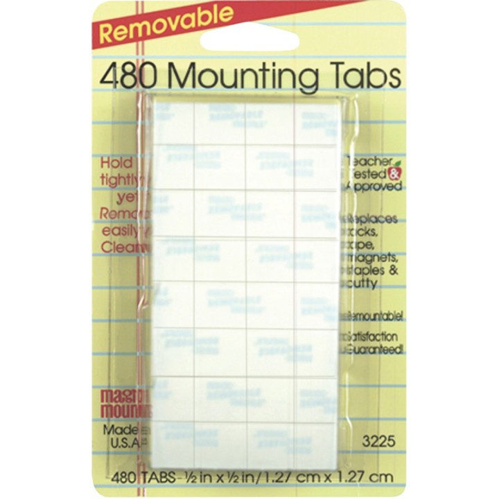 Magic-Mounts® Removable Mounting Tabs, 1/2" x 1/2", Pack of 480
