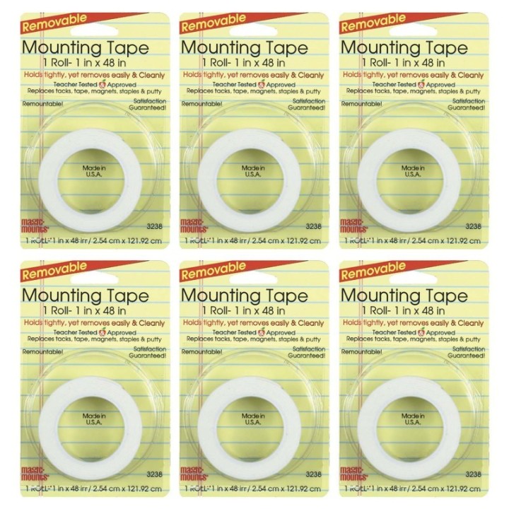 Magic-Mounts® Removable Magic Mounting Tape, 1" x 48", 6 Rolls