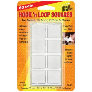 Magic-Mounts® Hook 'n Loop, 7/8" Squares, 60 Sets