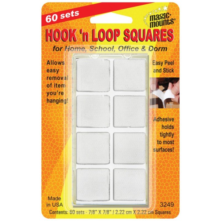 Magic-Mounts® Hook 'n Loop, 7/8" Squares, 60 Sets