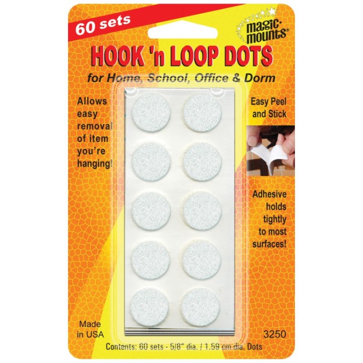 Magic-Mounts® Hook 'n Loop, 5/8" Dots, 60 Sets