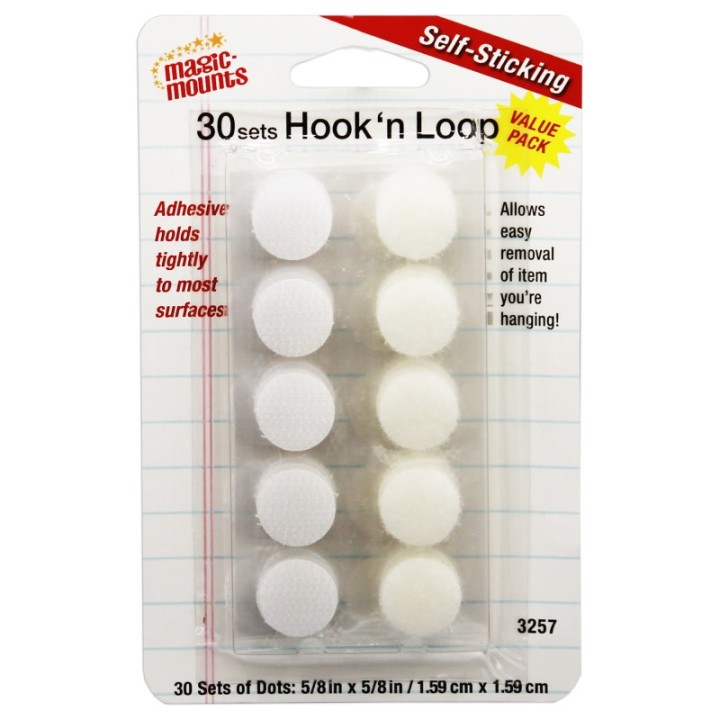 Magic-Mounts® Hook 'n Loop, 5/8" Dots, 30 Sets