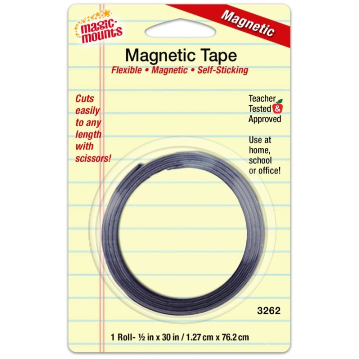 Magic-Mounts® Self-Sticking Magnetic Tape Roll, 1/2" x 30"