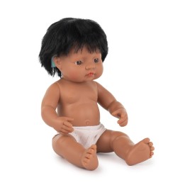 Miniland Baby Doll Hispanic Boy With Hearing Aid 15'', Polybagged