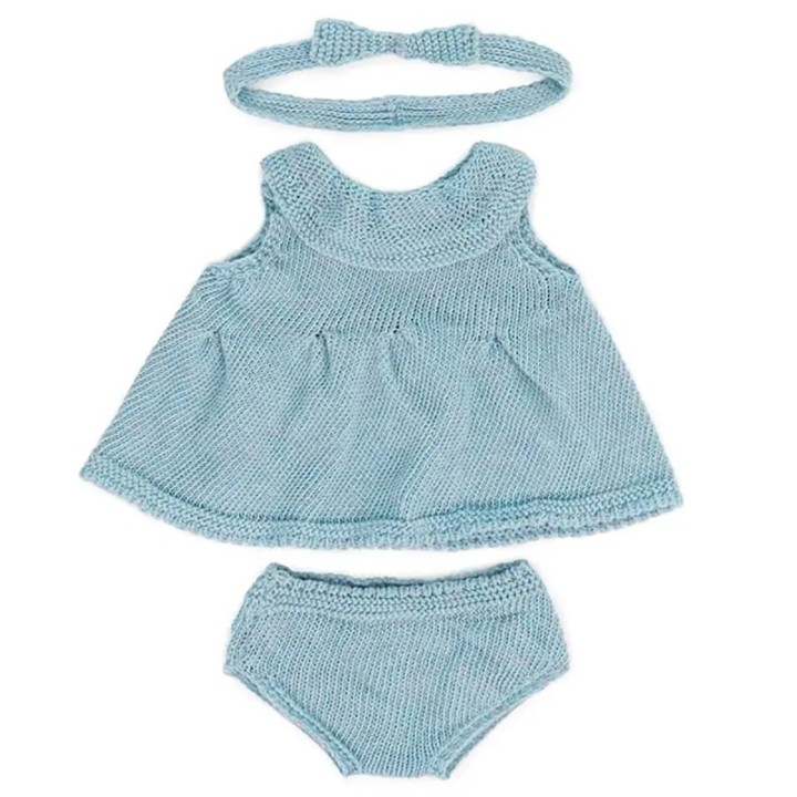 Miniland Clothes for 15" Dolls, Knitted Outfit Dress & Headband