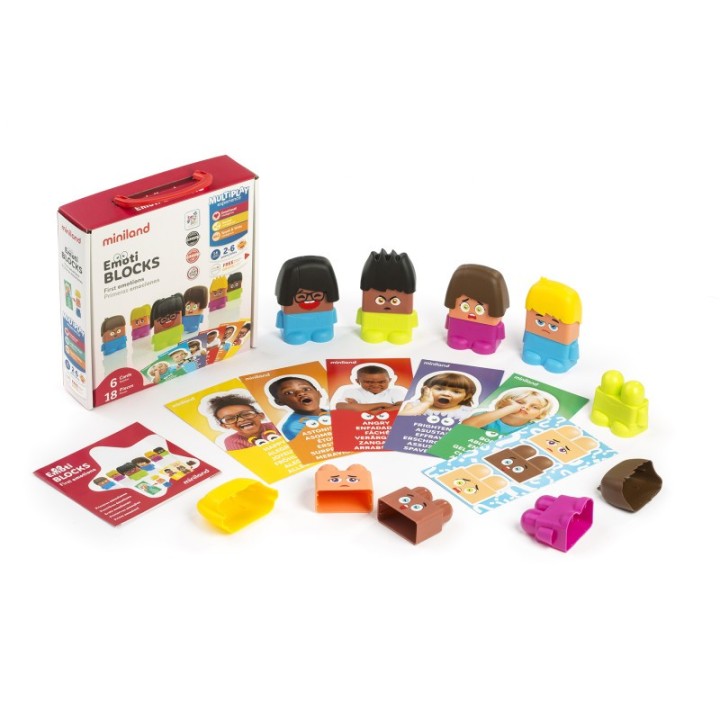 Miniland Emotiblocks, Interchangeable Emotion Blocks, 18 Pieces