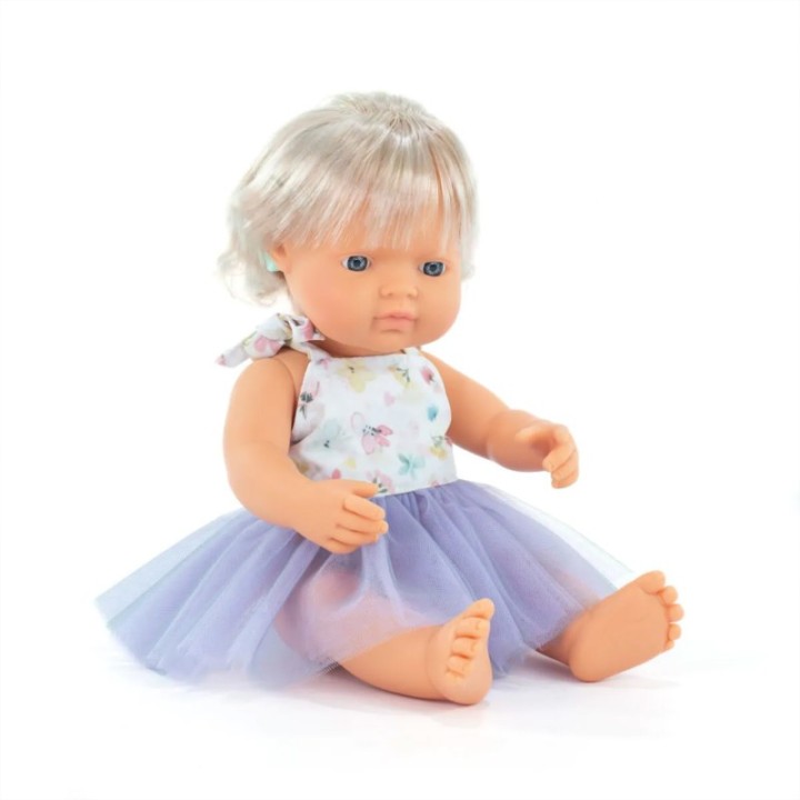 Miniland My Friends & Me Baby Doll, Caucasian Girl With Hearing Implant, 15", Boxed