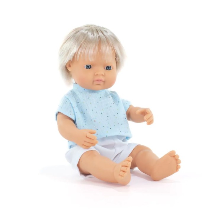 Miniland My Friends & Me Baby Doll, Blonde Boy, 15", Boxed