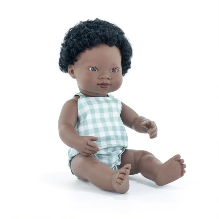 Miniland My Friends & Me Baby Doll, African Boy, 15", Boxed