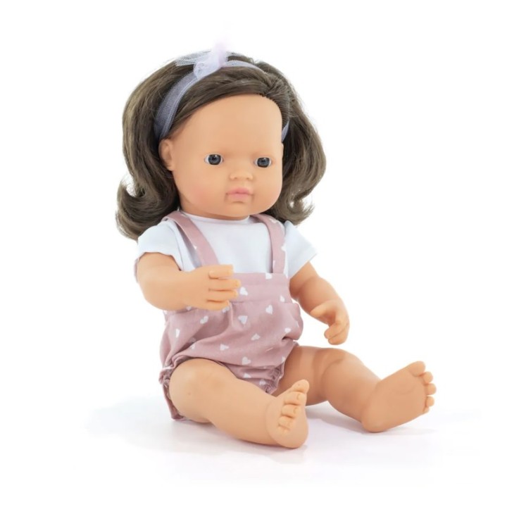 Miniland My Friends & Me Baby Doll, Brunette Girl, 15", Boxed