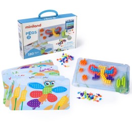 Miniland Pegs 3/8", 6 Pattern Cards, 180 Pegs