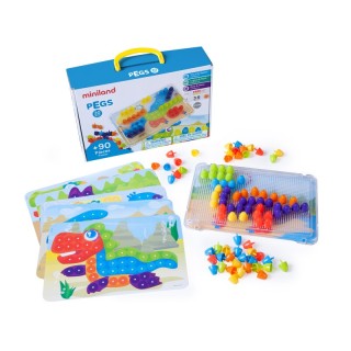 Miniland Pegs & Patterns Set, Bright Colors, 90 Pieces