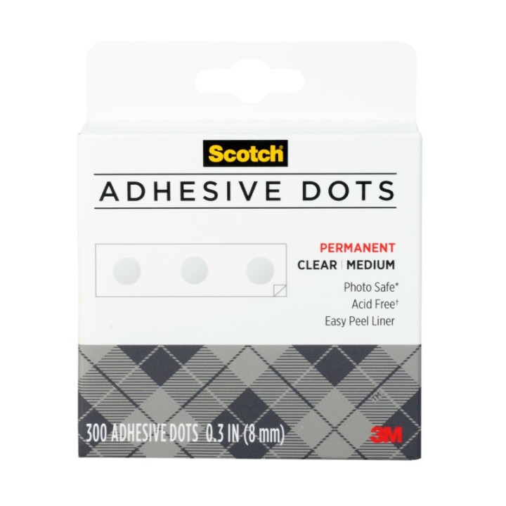 Scotch® Permanent Adhesive Dots, 8mm Medium, Pack of 300