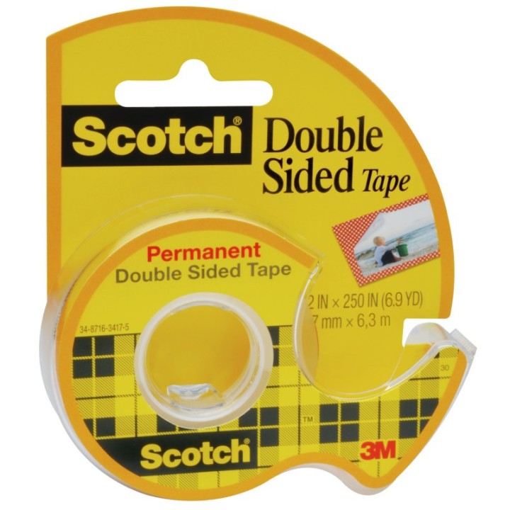 Scotch® Double Sided Tape Dispensered Rolls, 1/2" x 250"