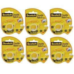 Scotch® Double Sided Tape Dispenser Rolls, 1/2" x 250", 6 Rolls
