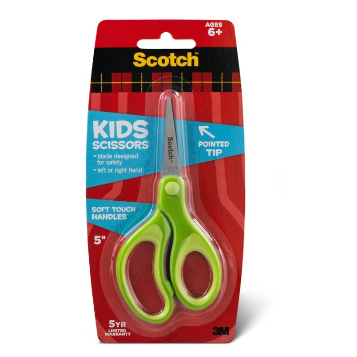 Scotch® Kids 5 inch Scissors, Soft Grip Handles, Pointed, 6+
