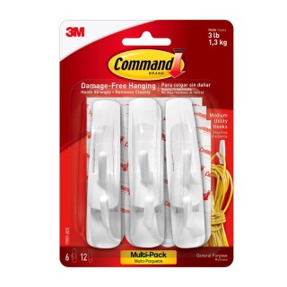 3M® Command™ Medium Utility Hooks Multi-Pack, 6 Count