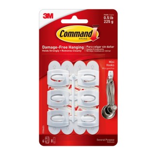 3M® Command™ Mini Hooks, White, 6 Count