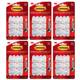 3M® Command™ Mini Hooks, White, 6 Per Pack, 6 Packs