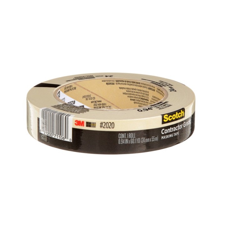 Scotch® Contractor Grade Masking Tape, 0.94 in x 60.1 yd (24mm x 55m), 1 Roll