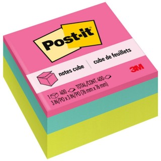 Post-it® Notes Cube, Bright Colors, 3 in. x 3 in., 400 Sheets/Cube