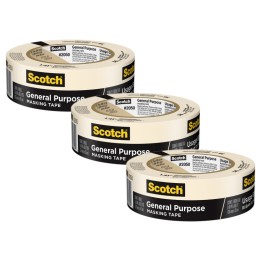 Scotch® General Purpose Masking Tape, 1.41 in x 60.1 yd (36mm x 55m), 3 Rolls