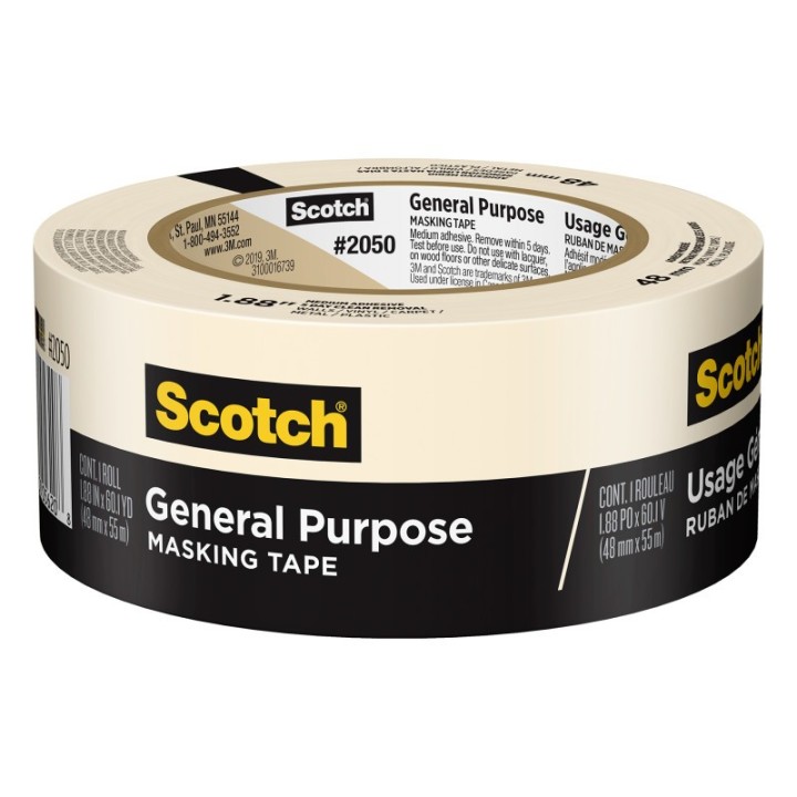 Scotch® General Purpose Masking Tape, 1.88 in x 60.1 yd (48mm x 55m), 1 Roll
