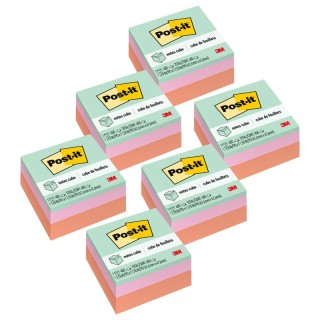 Post-it® Notes Cube 2051-PAS, 1 7/8 in x 1 7/8 in (47.6 mm x 47.6 mm), Pack of 6