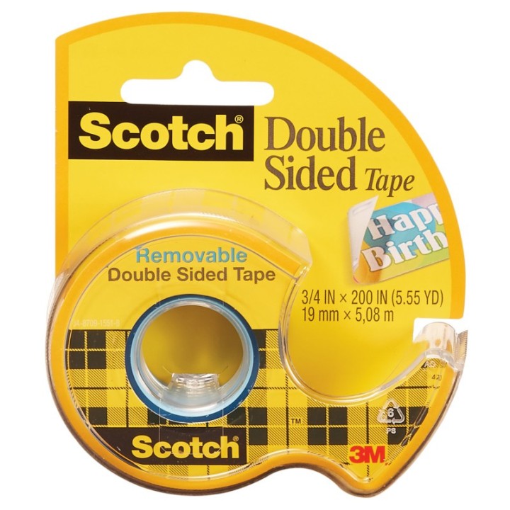 Scotch® Removable Double Sided Tape, 3/4" x 200"