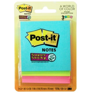 Post-it® Super Sticky Notes, 3" x 3", Marrakesh Collection, 3 Pads/Pack