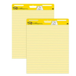 3M® Vertical-Orientation Self-Stick Easel Pads, Presentation Format (1.5" Rule), 25 x 30, Yellow, 30 Sheets, 2/Carton