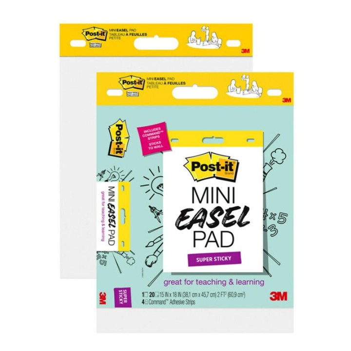 Post-it® Super Sticky Mini Easel Pad, 15 x 18 Inches, 20 Sheets/Pad, Pack of 2