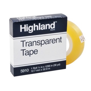 Highland™ Transparent Tape, 1/2" x 1296" Per Roll, 1" Core