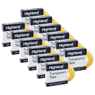 Highland™ Transparent Tape, 1/2" x 1296" Per Roll, 1" Core, 12 Rolls