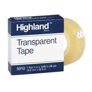 Highland™ Transparent Tape, 3/4" x 1296", 1" Core, Clear