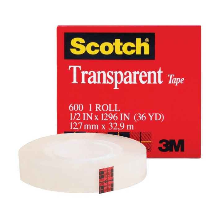 Scotch® Transparent Tape Refill Roll, 1/2" x 1296", 1 Roll